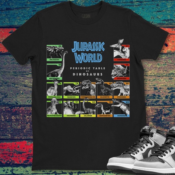 Jurassic World Periodic Table of Dinosaurs Graphic Unisex T-Shirt - Picture 1 of 2
